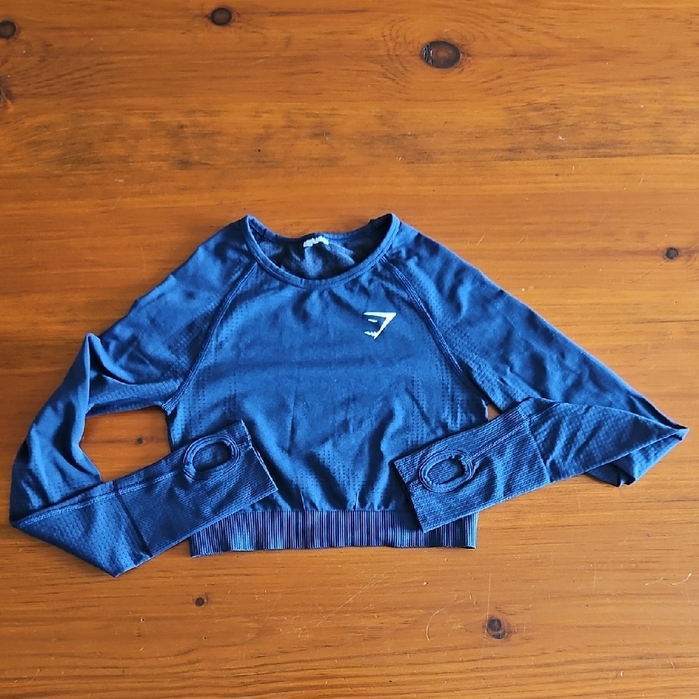 XXS Gymshark Blue Long Sleeve Crop Top